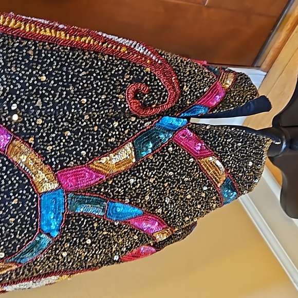 VINTAGE IN VOGUE DRESS MADE IN INDIA 8 BEADED SEQUINS 100% SILK 100% RAYON - Picture 11 of 13